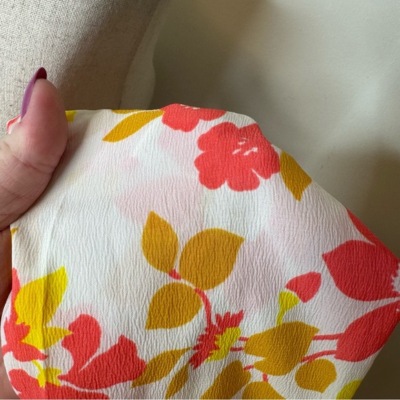 Vintage 70s Bright Floral Neck Bow Tie Button Up Blouse - Picture 6 of 8